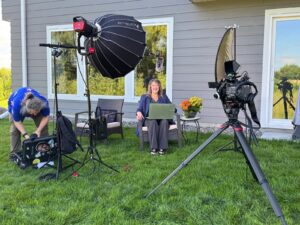 Tami filming a Meta commercial